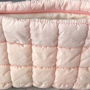 Elegant Peach Quilted Cosmetic Bag- New
